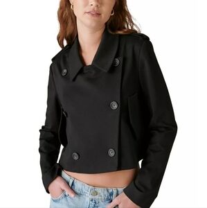 Lucky Brand Women's Cropped  Ponté-Knit Blazer. Size Large. Color Black